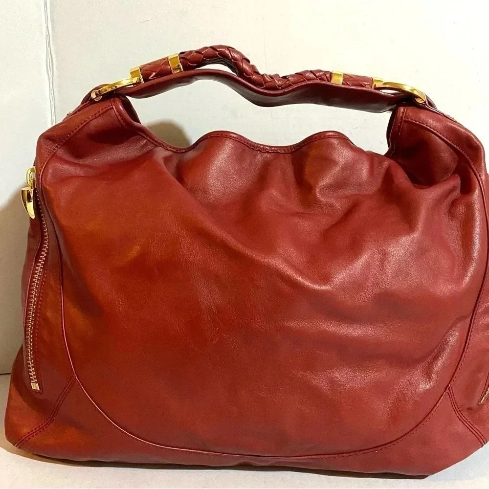 Rachel Zoe red leather tote handbag